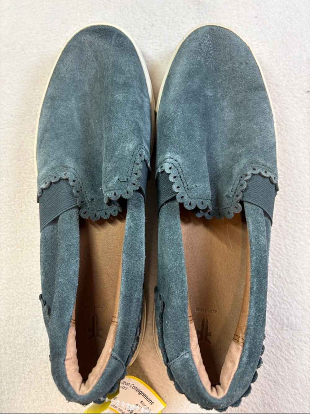 Frye blue Suede Scallop-Edge Slip-On Loafers